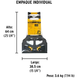 Carreta de Carga 100kg Plegable Ruedas TPR Mango Telescopico Aluminio Diablo, Pretul 24127 Pretul-Carreta de Carga 100kg Plegabl