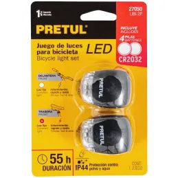 Linternas para Bicicleta 2Led Delantera y Trasera 2CR2032 3V Pretul 16798 Pretul-Linternas para Bicicleta 2Led Delantera y Trase