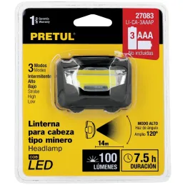 Linternas de Minero 40lm 14m 3PilasAAA Plastico Pretul 27083 Truper-Linternas de Minero 40lm 14m 3PilasAAA Plastico Pretul 27083
