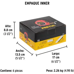 Winchas Flexometro 8M CintaAncha ABS VariosColores Pretul 21625 Pretul-Winchas Flexometro 8M CintaAncha ABS VariosColores Pretul