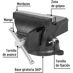 Tornillo de Banco Industrial Ancho de Mordaza 8", Apertura Max 6" Peso 20.9kg, TB-8P 26044 Pretul Pretul-Tornillo de Banco Indus