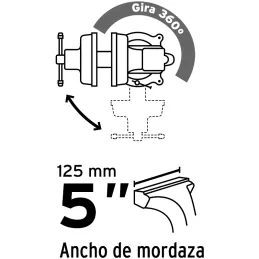Tornillo de Banco Industrial Ancho de Mordaza 5", Apertura Max 5" Peso 7.4kg, TB-5P 26042 Pretul Pretul-Tornillo de Banco Indust