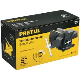 Tornillo de Banco Industrial Ancho de Mordaza 5", Apertura Max 5" Peso 7.4kg, TB-5P 26042 Pretul Pretul-Tornillo de Banco Indust