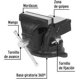 Tornillo de Banco Industrial Ancho de Mordaza 4", Apertura Max 4" Peso 4.6kg, TB-4P 26039 Pretul Pretul-Tornillo de Banco Indust