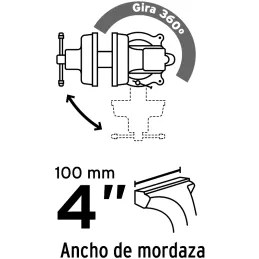 Tornillo de Banco Industrial Ancho de Mordaza 4", Apertura Max 4" Peso 4.6kg, TB-4P 26039 Pretul Pretul-Tornillo de Banco Indust