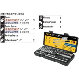 Juegos de herramientas 21 Piezas MM E1/4 EP Pretul 23980 Pretul-Juegos de herramientas 21 Piezas MM E1/4 EP Pretul 23980 Estuche