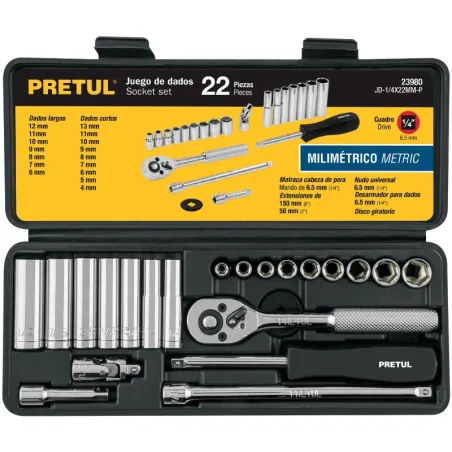 Juegos de herramientas 21 Piezas MM E1/4 EP Pretul 23980 Pretul-Juegos de herramientas 21 Piezas MM E1/4 EP Pretul 23980 Estuche