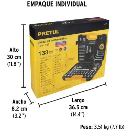 Juegos de herramientas 133 Piezas Mixto STD MM E1/4 -3/8 MP Pretul 24223 Pretul-Juegos de herramientas 133 Piezas Mixto STD MM E