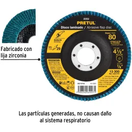 Discos Flap Discs Laminado 4-1/2" G80 Lija de Zirconia, DLP-2718 22352 Pretul Pretul-Discos Flap Discs Laminado 4-1/2" G80 Lija 