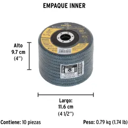 Discos Flap Discs Laminado 4-1/2" G80 Lija de Zirconia, DLP-2718 22352 Pretul Pretul-Discos Flap Discs Laminado 4-1/2" G80 Lija 
