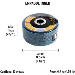 Discos Flap Discs Laminado 4-1/2" G40 Lija de Zirconia, DLP-2716 22350 Pretul Pretul-Discos Flap Discs Laminado 4-1/2" G40 Lija 
