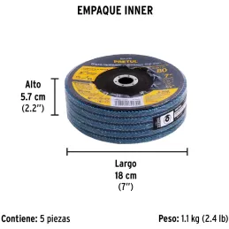 Discos Flap Discs Laminado 7" G80 Lija de Zirconia, DLP-2732 22355 Pretul Pretul-Discos Flap Discs Laminado 7" G80 Lija de Zirco