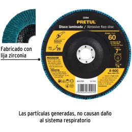 Discos Flap Discs Laminado 7" G60 Lija de Zirconia, DLP-2731 22354 Pretul Pretul-Discos Flap Discs Laminado 7" G60 Lija de Zirco