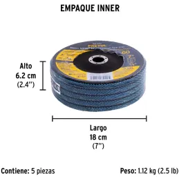 Discos Flap Discs Laminado 7" G60 Lija de Zirconia, DLP-2731 22354 Pretul Pretul-Discos Flap Discs Laminado 7" G60 Lija de Zirco
