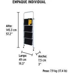 Escaleras Tubulares 4 Peldaños Plegables T3 Max2.4m P7.9kg Acero, Pretul 24122 Pretul-Escaleras Tubulares 4 Peldaños Plegables T