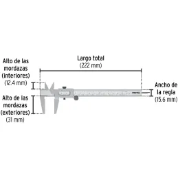 Calibrador Escolar Pulgadas y Milimetros 6" o 150mm, en acero, VER-6PX 21455 Pretul Pretul-Calibrador Escolar Pulgadas y Milimet