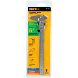 Calibrador Escolar Pulgadas y Milimetros 6" o 150mm, en acero, VER-6PX 21455 Pretul Pretul-Calibrador Escolar Pulgadas y Milimet