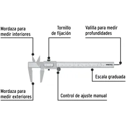 Calibrador Escolar Pulgadas y Milimetros 6" o 150mm, en acero, VER-6PX 21455 Pretul Pretul-Calibrador Escolar Pulgadas y Milimet