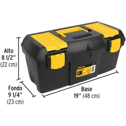 Caja para Herramientas Plastica Largo 19", Ancho 8 5/8", Alto 8 1/2", Peso 1.3kg, CHP-19CP 20604 Pretul Pretul-Caja para Herrami