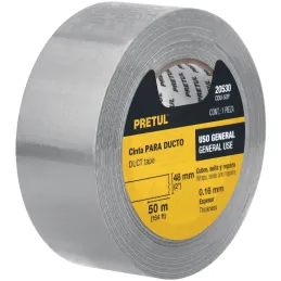 Cintas Ducte Tape 48mm x50m Resistente a Temperaturas Pretul 20530 Pretul-Cintas Ducte Tape 48mm x50m Resistente a Temperaturas 