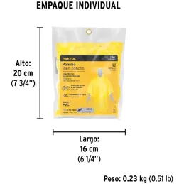 Poncho Economico delgado 100% PVC Espesor 0.10mm Unitalla, PONCHO-P 21541 Pretul Pretul-Poncho Economico delgado 100% PVC Espeso