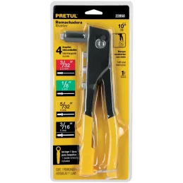 Remachadora 4 Boquillas intercambiable 3/32 1/8 5/32 3/16 Pulgadas Largo 10" incluye llave, RE-10P 22850 Pretul Pretul-Remachado