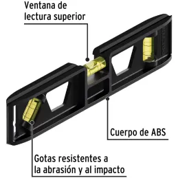 Nivel Torpedo 9", Puntas de Hule, Gotas resistente a la abrasion y al impacto, NT-9P 22450 Pretul Pretul-Nivel Torpedo 9", Punta
