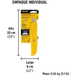 Navaja Multiusos cuchilla retractil 6", Incluye 4 cuchillas de repuesto, NM-6P 22400 Pretul Pretul-Navaja Multiusos cuchilla ret