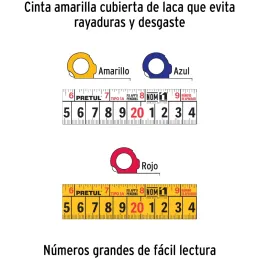 Winchas Flexometro 5M CintaAncha ABS VariosColores Pretul 21608 Pretul-Winchas Flexometro 5M CintaAncha ABS VariosColores Pretul