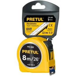 Winchas Flexometro Amarillo 8M CintaAncha ABS Pretul 21603 Pretul-Winchas Flexometro Amarillo 8M CintaAncha ABS Pretul 21603 Fab
