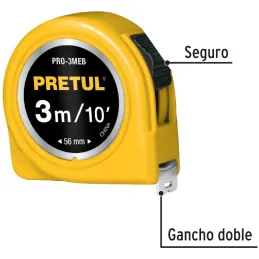 Winchas Flexometro Amarillo 3M CintaAncha ABS Pretul 21605 Pretul-Winchas Flexometro Amarillo 3M CintaAncha ABS Pretul 21605 Fab