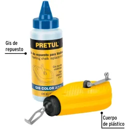 Tiralinea Plastico 15m, con repuesto, bobinado rapido, Incluye Bote de Gis, TL-50P 28574 Pretul Pretul-Tiralinea Plastico 15m, c