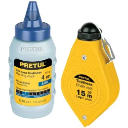 Tiralinea Plastico 15m, con repuesto, bobinado rapido, Incluye Bote de Gis, TL-50P 28574 Pretul Pretul-Tiralinea Plastico 15m, c
