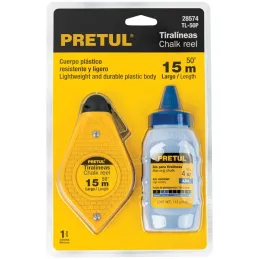 Tiralinea Plastico 15m, con repuesto, bobinado rapido, Incluye Bote de Gis, TL-50P 28574 Pretul Pretul-Tiralinea Plastico 15m, c