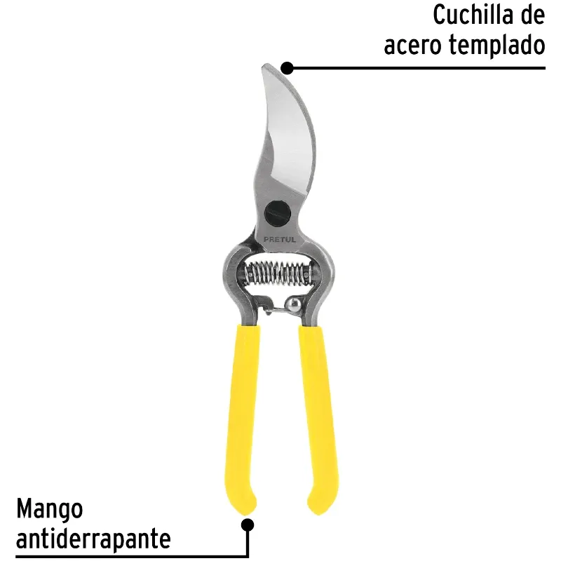 Tijera de Poda Forjada 8" cuchilla de paso, en acero al alto carbono, T-67P 23104 Pretul Pretul-Tijera de Poda Forjada 8" cuchil
