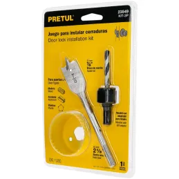 Juego para instalar cerraduras, 3 piezas, para madera y aluminio, KIT-3P 23549 Pretul Pretul-Juego para instalar cerraduras, 3 p