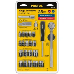 Juegos de herramientas 25 Piezas Dados E1/4-3/8 Pretul 23974 Pretul-Juegos de herramientas 25 Piezas Dados E1/4-3/8 Pretul 23974
