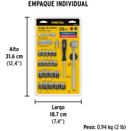 Juegos de herramientas 25 Piezas Dados E1/4-3/8 Pretul 23974 Pretul-Juegos de herramientas 25 Piezas Dados E1/4-3/8 Pretul 23974
