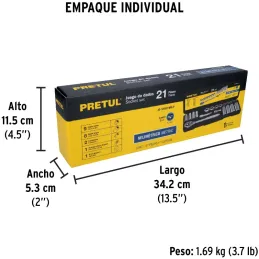 Juegos de herramientas 21 Piezas MM E3/8 EP Pretul 21191 Pretul-Juegos de herramientas 21 Piezas MM E3/8 EP Pretul 21191 Estuche