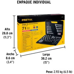 Juegos de herramientas 71 Piezas E1/4-3/8 MP Pretul 22980 Pretul-Juegos de herramientas 71 Piezas E1/4-3/8 MP Pretul 22980 Estuc
