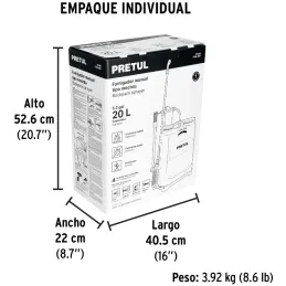 Fumigador de Mochila 20L Bombeo Lateral Pretul 24588 Pretul-Fumigador de Mochila 20L Bombeo Lateral Pretul 24588 Lanzas de polip