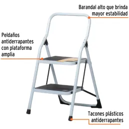 Escaleras Tubulares 2 Peldaños Plegables T3 Max2m P4.5kg Acero, Pretul 24118 Pretul-Escaleras Tubulares 2 Peldaños Plegables T3 