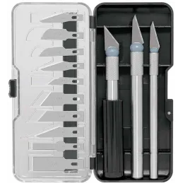 Juego de 13 Cuchillas Hobby SK5 MangoMetalicos con estuche Organizador, Pretul EXA-13P 22409 Pretul-Juego de 13 Cuchillas Hobby 