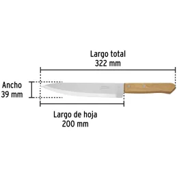 Cuchillo de Chef 8" mango de Madera, acero inoxidable, CUCH-M81 23082 Pretul Pretul-Cuchillo de Chef 8" mango de Madera, acero i