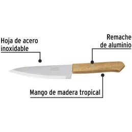 Cuchillo de Chef 6" mango de Madera, acero inoxidable, CUCH-M61 23080 Pretul Pretul-Cuchillo de Chef 6" mango de Madera, acero i