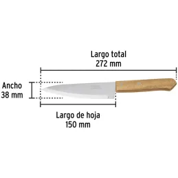 Cuchillo de Chef 6" mango de Madera, acero inoxidable, CUCH-M61 23080 Pretul Pretul-Cuchillo de Chef 6" mango de Madera, acero i