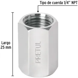 Acople Tipo FF Hembra a Hembra de Laton, Cuerda 1/4 NPT, COPLE-P 27027 Pretul Pretul-Acople Tipo FF Hembra a Hembra de Laton, Cu