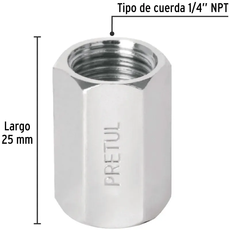 Acople Tipo FF Hembra a Hembra de Laton, Cuerda 1/4 NPT, COPLE-P 27027 Pretul Pretul-Acople Tipo FF Hembra a Hembra de Laton, Cu