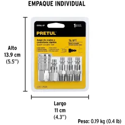 Juego de Acople F y Conectores de Acero Cromado 5 Piezas, Cuerda 1/4 NPT, CORAL-5P 27021 Pretul Pretul-Juego de Acople F y Conec