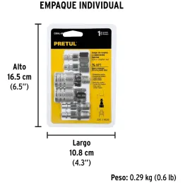Juego de Acoples y Conectores de Acero Cromado 6 Piezas, Cuerda 1/4 NPT, CORAL-6P 27030 Pretul Pretul-Juego de Acoples y Conecto